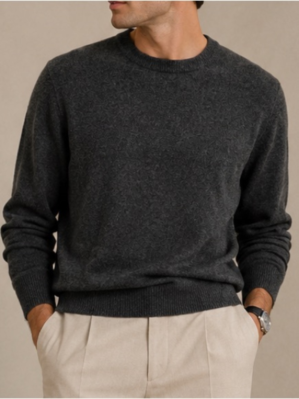 J. CREW Cashmere Crewneck Sweater Men’s Size XL Gray Pullover BE895